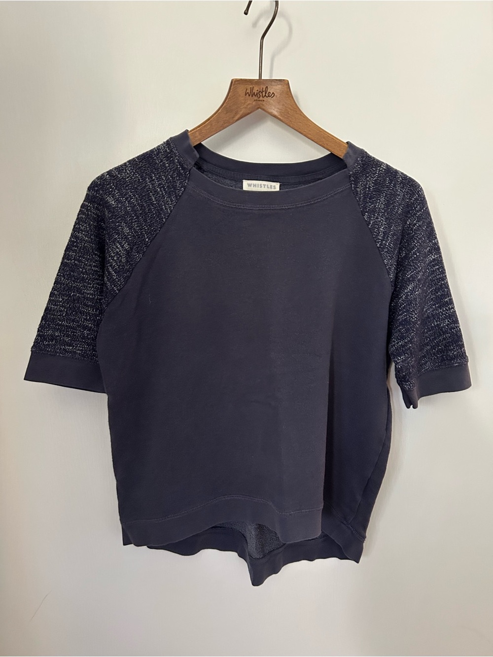 Whistles Navy Raglan Short Sleeve Sweatshirt
